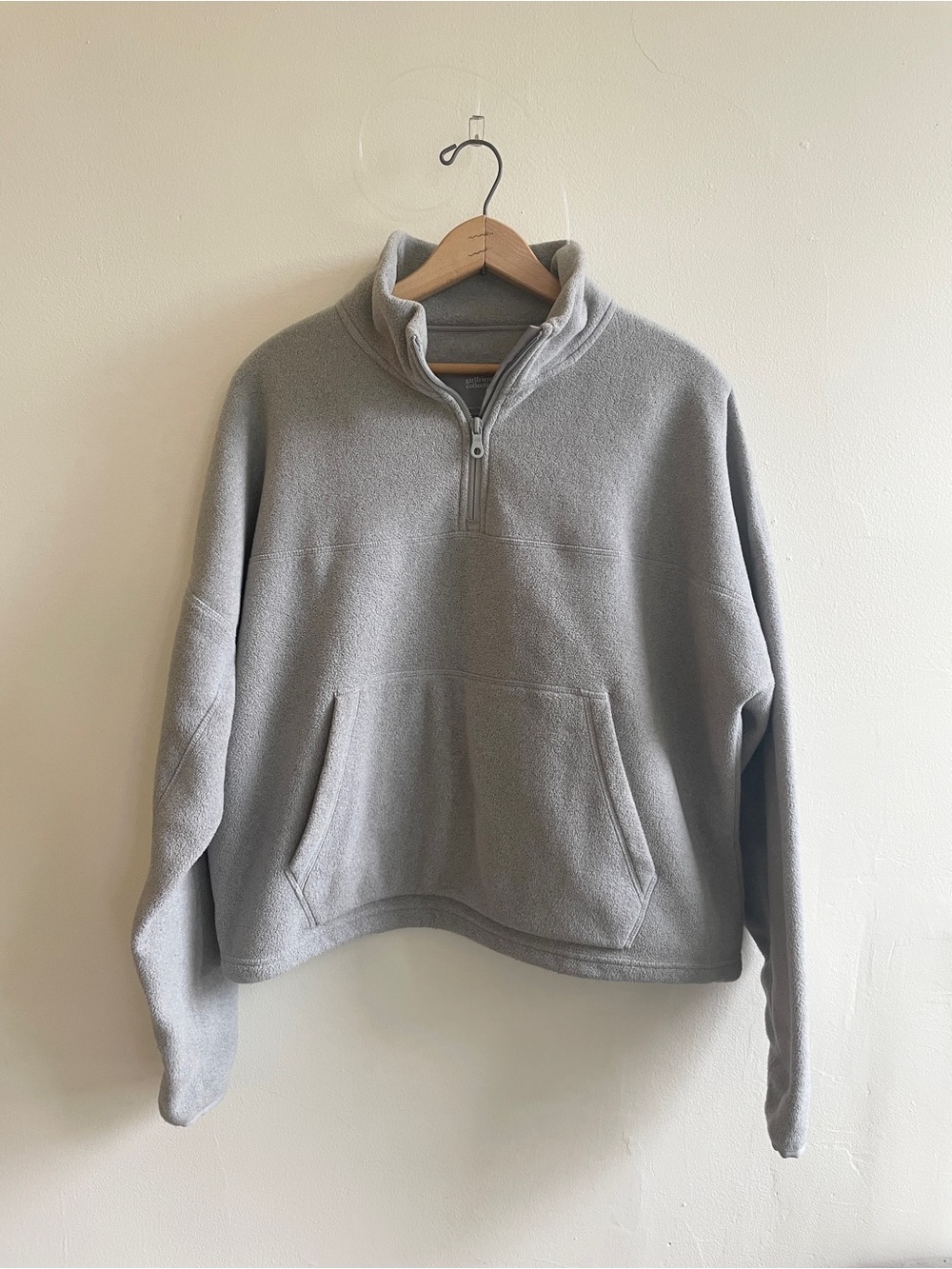 girlfriend collective Light Gray Half-Zip Fleece Pullover